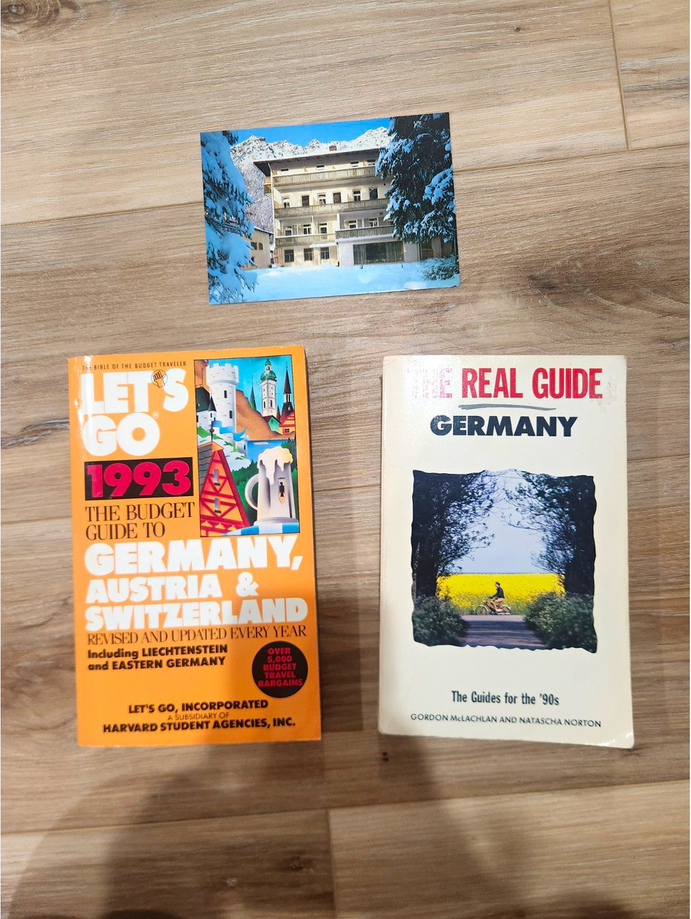 90s German Hotel Postcard & 2 90s Germany Travel Books